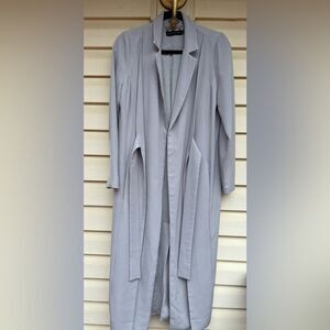 Lavish Alice grey vintage long sawn in ties coat w/free panels, fabulous, XS